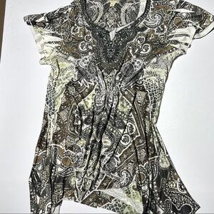 Live and Let Live Paisley Blouse in Black Green and Cream